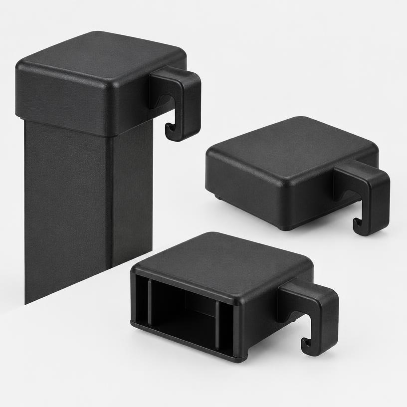 Stolplock 60×40 mm med krok, svart